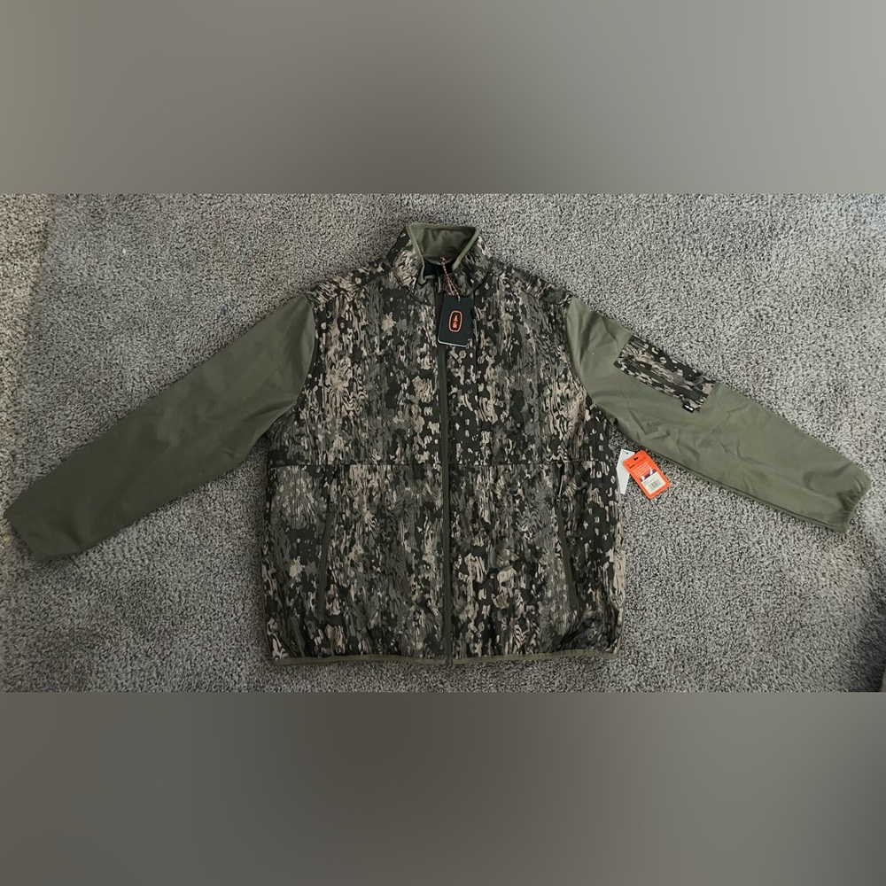 Bass outdoor camouflage military green zip up sweater size XXL